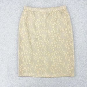 St. John Evening Women’s Pencil Skirt Knit Gold Floral Size 8 Elastic Waist
